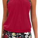 Yonique Two Piece Tankini Bathing Suits T-Back Blouson Swim Tops with Boy Shorts Women Swimsuits Sporty Swimwear, XL