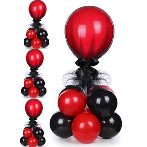 BBTO 4 Set Table Centerpieces Balloons Stand Kit Table Stand Holder with Tulle and Latex Balloons Reusable Centerpiece with Base for Birthday Wedding Halloween Xmas Party(Black and Red)