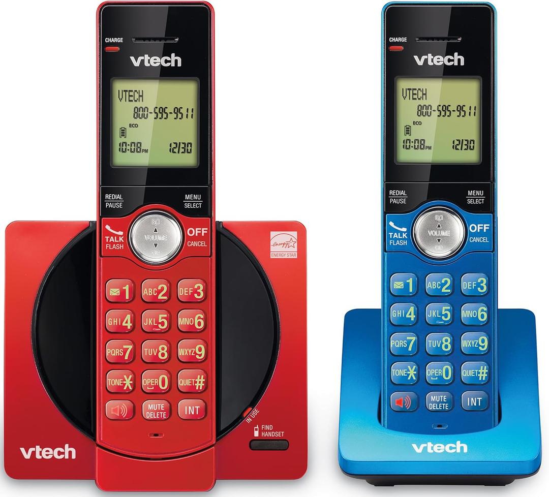 VTech 2-Handset Cordless Phone for Home with Caller ID/Call Waiting, Landline Phones, Illuminated Keypad, Full Duplex Speakerphone, ECO & Quiet Mode, Wall Mount | CS6919-2R