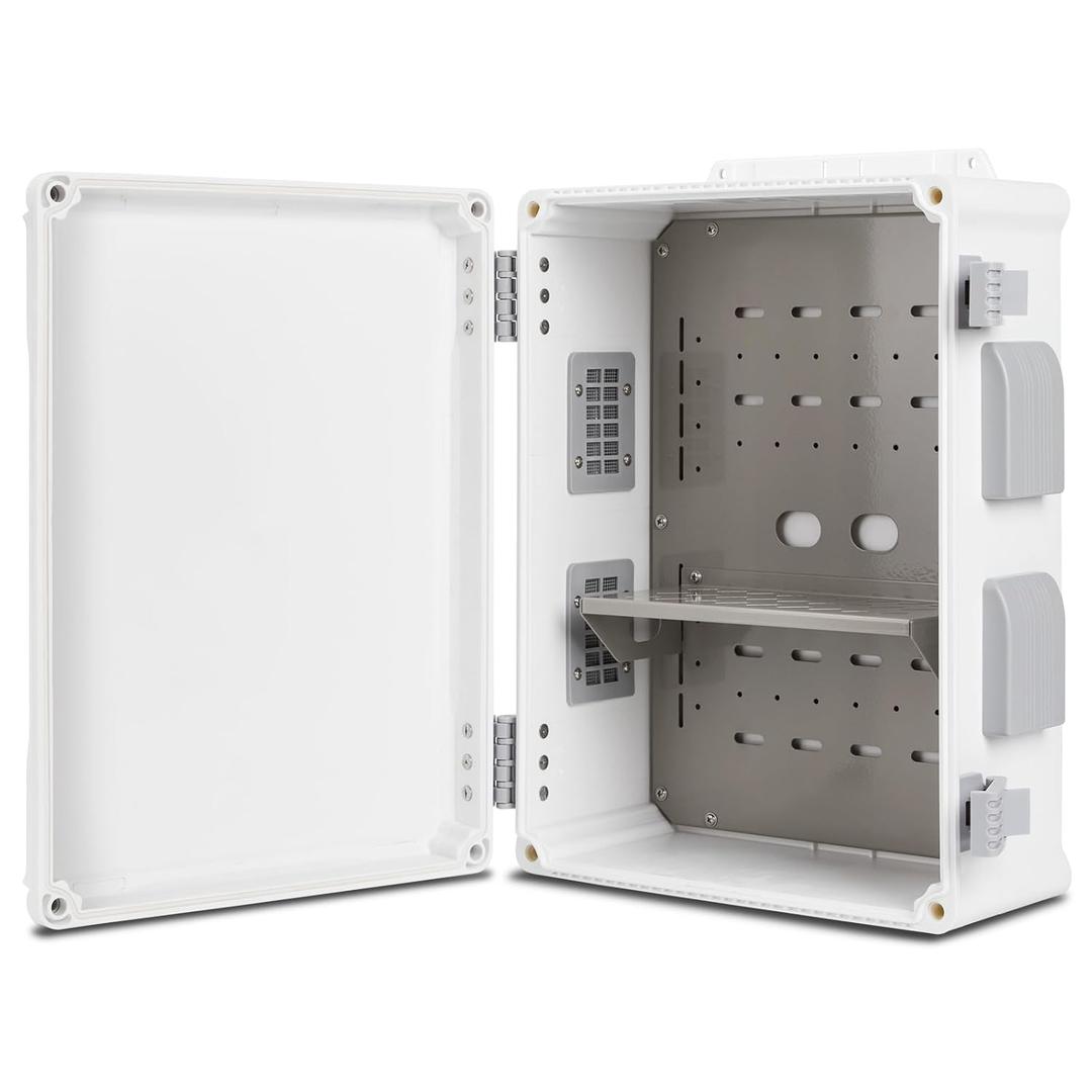 Namunanee Outdoor Electrical Junction Box, ABS Water Resistant Enclosure with Internal Mounting Panel & Hinged Cover (15" H x 11" L x 6" W)