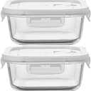16OZ Square Glass Meal Prep Containers with Lids, 2 Cup Square food Storage Containers, Heat-Resistant BPA-Free Small Glass Food Containers, MicrowaveDishwasherFreezer Safe (4 Pack)
