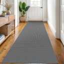 KOZYFLY Runners for Hallways 3x8 Ft Washable Kitchen Runner Non Slip Rubber Backed Hall Runners Cotton Entryway Runner Rugs Floor Carpet for Indoor Backdoor Bedroom Kitchen, Grey/Dark Grey
