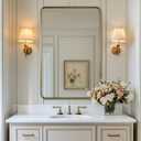 ANDY STAR Gold Bathroom Wall Mirror, 24x36 Inch Rectangle Mirror for Bathroom with Rounded Corner, Brushed Brass Rectangular Vanity Mirror with Anti-Rust Tube Metal Frame, Contemporary, Wall Mount