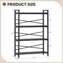 4 Tier Bookshelf 31.49" Width, Tall Book Shelf Storage and Organization, Wooden and Metal Industrial Bookcase, Large Book Shelves for Home Living Room Bedroom Office Storage(Black)