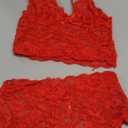 Lilosy Sexy Sheer Floral Lace Pajamas Lingerie Set High Waist Sleepwear Bra and Panty 2 Piece Nightwear, S