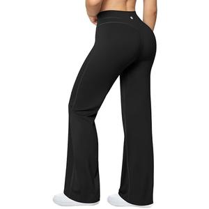 OQQ Yoga Pants Women High Waist Casual Soft Crossover Straight Leg Medium, Black