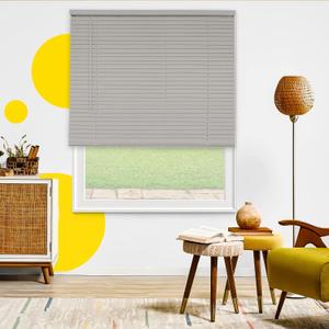 Cordless Mini Blinds, Light Filtering & Room Darkening Horizontal Window Blind for Indoor Windows, Grand Grey, 24" W x 48" H by YELLOW BLINDS