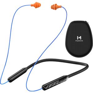 MIPEACE Bluetooth Earplug Headphones, Neckband Wireless Earbuds earplugs-29db Noise Reduction isolating in-Ear earplug Earphones and Controls,IPX6 sweatproof,20+Hour Battery (Blue Orange)