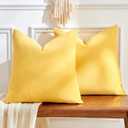 Throw Pillow Covers Yellow Set of 2 22x22 Inch Pillow Covers, Soft Velvet Fall Decorative Cases for Couch Sofa Bed, Home Boho Decor, Modern Farmhouse Cushion Covers