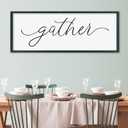 LuZhiQiang Gather Wall Decor 40"x15" for Dining Room Kitchen Home Modern Farmhouse Minimalist Art for Family Gathering Thanksgiving Holiday Home Decor Large Wood Framed Wall Hanging (Black)