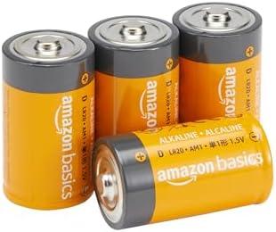 Amazon Basics 4-Pack D Cell Alkaline Everyday Batteries, 1.5 Volt, 5-Year Shelf Life