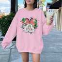 LUKYCILD Magic Kingdom Sweatshirts for Women Castle Oversized Sweatshirt Xmas Holiday Shirt Graphic Long Sleeve Pullover Tops (Pink, XL)