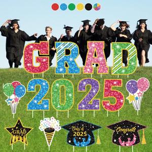 Up to 50 14PCS Graduation Yard Signs Class of 2025, PP Safe Material Waterproof Outdoor Graduation Decoration Lawn Sign with Stakes, Large Congrats Grad Banner Decor for College School Party Colorful Up to 50 14PCS Graduation Yard Signs Class of 2025, PP Safe Material Waterproof Outdoor Graduation Decoration Lawn Sign with Stakes, Large Congrats Grad Banner Decor for College School Party Colorful