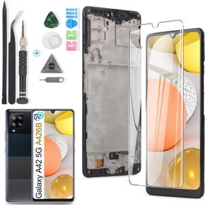 YWLRONG Display for Samsung Galaxy A42 5G A426 SM-A426B SM-A426B/DS Screen Replacement LCD Touch Screen Internal Digitizer for Replacement Assembly with Kit(Black with Frame)