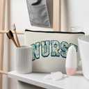 3 x Blue Floral Nurse Makeup Bag - Cosmetic Pouch for Women, RN Graduation Gift (nurse - small daisy)