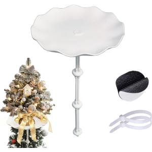 Christmas Tree Topper Holder Planar Holiday Universal Tree Topper Stabilizer Plastic Support Rod Adjustable stabilize Seasonal Treetop Ornaments Angle Tree Toppers Supporter Round Base (medium)