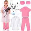 Liberry Doctor Costume for Kids, Toddler Doctor Dress Up Clothes with Real Stethoscope, Career Day Role Play Gift for Girls
