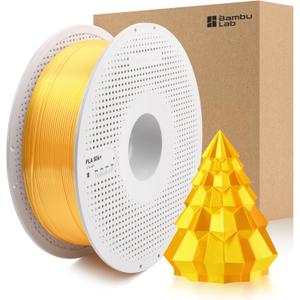 ENOMAKER Bamboo Lab PLA Silk+ Filament Gold 13405 1.75mm with Reusable Spool, Shiny Like Chrome 3D Printer Filamento, Tough Silk PLA+, RFID for Bambu AMS, Glossy 3D Printing Consumables 1kg(2.2lbs)