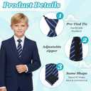 Navy Blue Stripe Zipper School Ties, Formal School Ties for Schools Uniforms, Graduation, Cosplay, Casual (Blue, S)