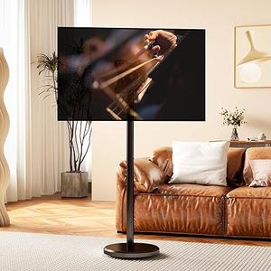 Mobile TV Cart Rolling TV Stand for 10-46 Inch Flat/Curved Screen Up to 88lbs, Height Adjustable Portable TV Cart with Tilting and Rotating, TV Stand with Wheels, Max VESA 200x200mm (Black)