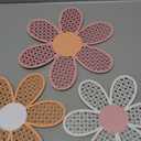 Maitys 3 Pieces Boho Daisy Wall Decor Natural Rattan Flower Wall Hanging Art Wooden Boho Art Nursery Flowers Farmhouse Hanging Decor for Home Office Nursery 