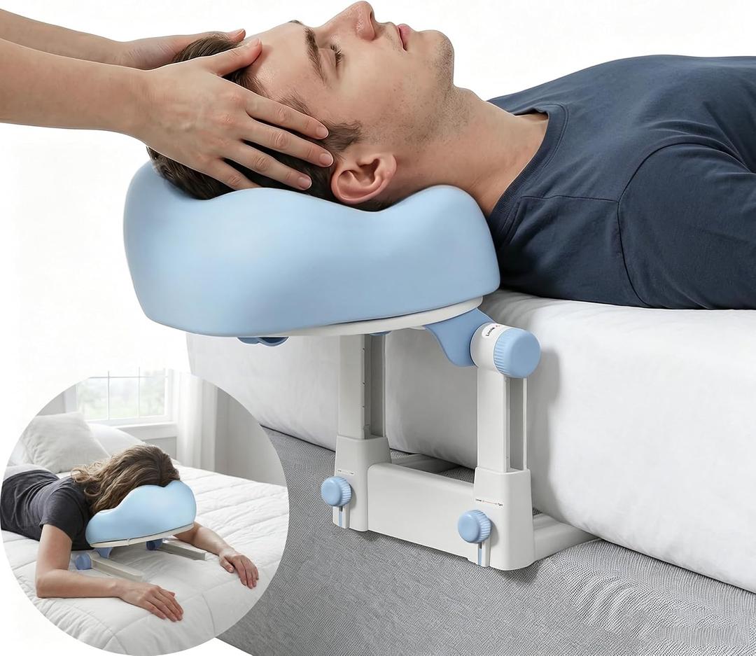 Upgraded 4 in 1 Massage Headrest for Bed, Breathable Memory Foam Face Down Pillow, Adjustable Head Holder, Fits 6-17″ Mattress, Portable for Massage, Beauty Care and Lash Extension
