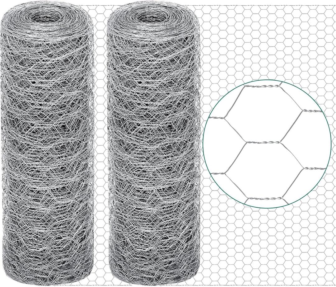 12 in X 200 ft Chicken Wire Fencing Metal Floral Chicken Wire Mesh for Crafts Poultry Garden,1 Inch Hexagonal Galvanized Hardware Cloth Netting for Chicken Coop Barrier Rabbit Cage (Silver)