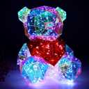 Prismatic Iridescent Love Bear - Desktop Teddy With LED Lights, Colorful Glow Christmas Indoor Decorations Night Light for Girls Women