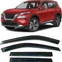 Tape-On Windows Visor 4-Piece for 2021-2023 Nissan Rogue(Not fit Hybrid&Sport) Rain Guards Shield Shade Smoke (black)