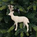 SY Super Bang 2PCS Velvet Reindeer Christmas Decorations, Beige Flocking Deer Figurine Statue Table Decorations, for Home Holiday Xmas Gift Party Decor.