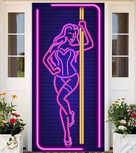 Neon Pole Dance Hot Sexy Girl Banner Pole Dancing Theme Backdrop Decor for Bachelorette Bridal Shower Birthday Party Decorations Chair Dancing Party P Valley Party Supplies Favors Photo Booth Props