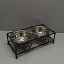 Hongshifu Elevated Dog & Cat Bowls with Stand  Raised Pet Feeder for Small Dogs & Cats, Stainless Steel Dog Food Bowls Elevated, Cat Food Bowl Stand, Elevated Cat Feeding Station (Black)