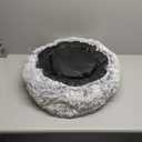 Amazon Basics Donut Pet Bolster Faux Fur Bed for Dog, Grey, 23" x 23"