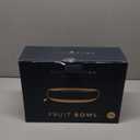 DAILY RITMO White Oval Fruit Bowl | Decorative Candy Dish Bowls for Kitchen Counter | Resin Ceramic-Like Entryway Table Key Holder with Modern Bamboo Wooden Weighted Base