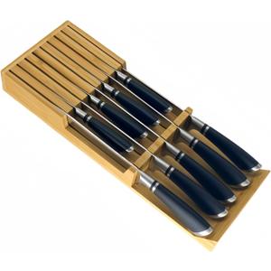 Bamboo Knife Drawer Storage Organizer Insert | 9-Slot Kitchen Knife Block with Anti-Slip Design| Space-Saving Kitchen Storage (16.55"x6.05"x2.05")