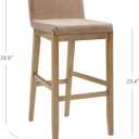 Nathan James Gracie Modern Upholstered Bar Chair, Wooden Bar Stool for Kitchen Island with Faux Leather Upholstery, Light Brown, Set of 2, Bar Height - Set of 2