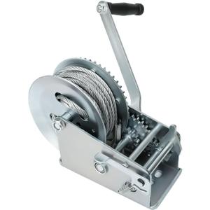 BLACKHORSE-RACING 3500 lbs Hand Winch with 33FT Cable, Hardened Steel 2 Gear Manual Crank Winch for ATV RV Boat Trailer Truck Marine Winch Heavy Duty Hand Crank Winch with Hook