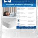 Sealy Baby Stain Protection Waterproof Crib Mattress Protector  Noiseless Fitted Sheet Cover with Quilted Cotton-Blend Top for Comfort  Machine Washable and Easy-to-Clean Toddler Pad, 52 x 28, White (Pack of 1)