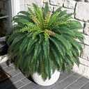48in 96 Leaves Large Fake Ferns-Set of 2 Artificial Plants Outdoor, UV Resistant Artificial Ferns for Outdoors, Realistic Faux Boston Fern Fake Plants for Porch Home Garden Patio Hanging Decor
