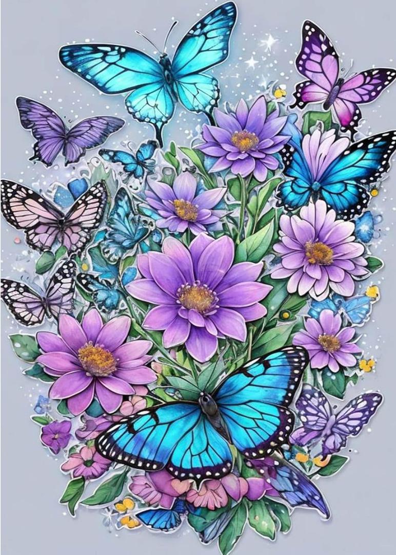 Baipisan Cross Stitch Kits for Adults - Butterfly Stamped Crossstitching Kits Preprinted 11 Count Cross-Stitch Kit for Beginner, 11CT Prestamped Easy Pattern Needlepoint Kits Crafts for Decor