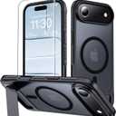 MOZOTER for iPhone Air Case with Kickstand,[Compatible with MagSafe] [12FT Military Grade Protection] Slim Translucent Matte Shockproof Phone Case,6.5",Black