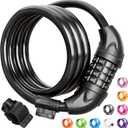 Titanker Bike Lock, Bicycle Lock 4 Feet Cable Lock 1/2 Inch Resettable Bike Lock Combination with Mounting Bracket, Bike Accessories for Bicycle, Electric Scooter, Motorcycle