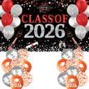 Large Congratulations Class of 2026 Banner, Congrats Grad Banner Backdrop, Class of 2026 Party Decorations for Friends, Family, Graduates, Congrats Grad Graduation Party Supplies