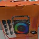 Karaoke Machine, Portable Bluetooth Speaker with 2 Wireless Microphones for Adults & Kids with Lights, Karaoke Microphone with PA System Supports USB/TF/FM/AUX for Home Party Home System Packages (Black)