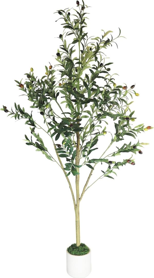 Olive Trees Artificial Indoor 5FT - Fake Tree for Indoor Decor, Realistic Faux Plants with Silk Leaves Resin Trunk, Tall Floor Olive Tree for Living Room, Office, Lobby, Modern Decor