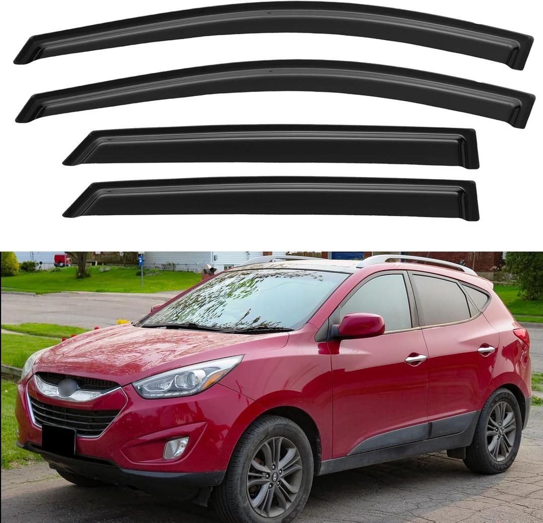 Window Visors Rain Guards for 2010 2011 2012 2013 2014 2015 Hyundai Tucson, Out-Channel Window Vent Wind Deflectors Visors Shades for 10-15 Tucson