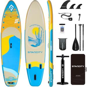 Starcity 11'*33"*6" Blow Up Paddle Board, Inflatable Paddle Board, Spacious and Stable, Anti Slip and Easy to Operate, Large Size Suitable for Single Person/Family/Pet Use