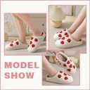 Women Men Plush Strawberry Slippers Cute Fuzzy Slippers Non-Skid Winter Warm Cozy House Indoor Outdoor Shoes, 9-10