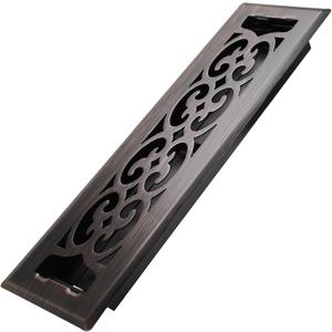 Howeall 2x12 Inches Heavy Duty Walkable Floor Register Easy Adjust Air Supply Lever Floor Vents - Charlotte Design - Vent Cover for Home Floor - Oil Rubbed Bronze