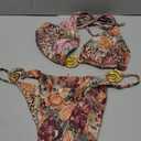 RoseSeek Women's 2 Piece Leopard Floral Bikini Sets Ring Triangle Halter Bathing Suit Tie Back Swimsuit M